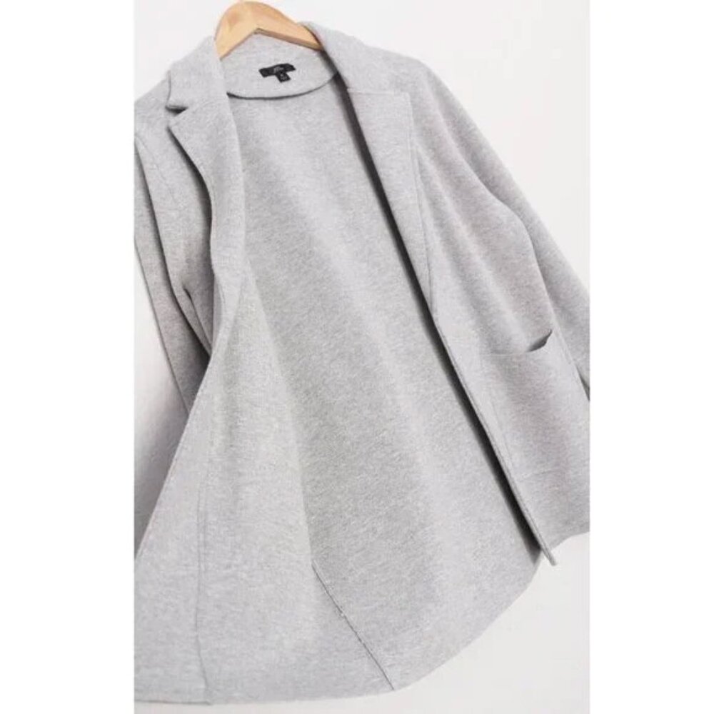 J.Crew Sophie Open Front Sweater Knit Blazer Jacket M Gray Grey Merino Wool $168 - Picture 12 of 16
